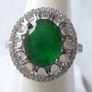 A green gemstone engagement ring, size 7.5, 925 silver, promise ring